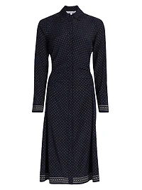 Lex Dot-Printed Stretch-Silk Shirtdress