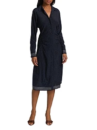 Lex Dot-Printed Stretch-Silk Shirtdress