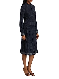 Lex Dot-Printed Stretch-Silk Shirtdress