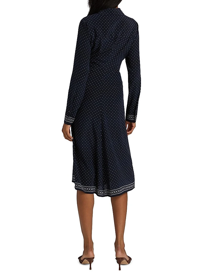 Lex Dot-Printed Stretch-Silk Shirtdress