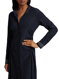 Lex Dot-Printed Stretch-Silk Shirtdress