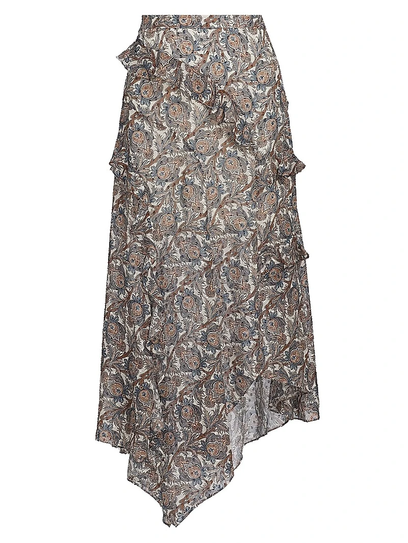 Eleonora Asymmetric Paisley Silk-Blend Skirt