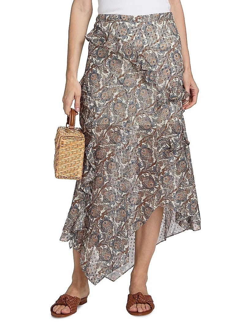 Eleonora Asymmetric Paisley Silk-Blend Skirt