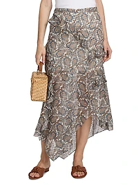 Eleonora Asymmetric Paisley Silk-Blend Skirt