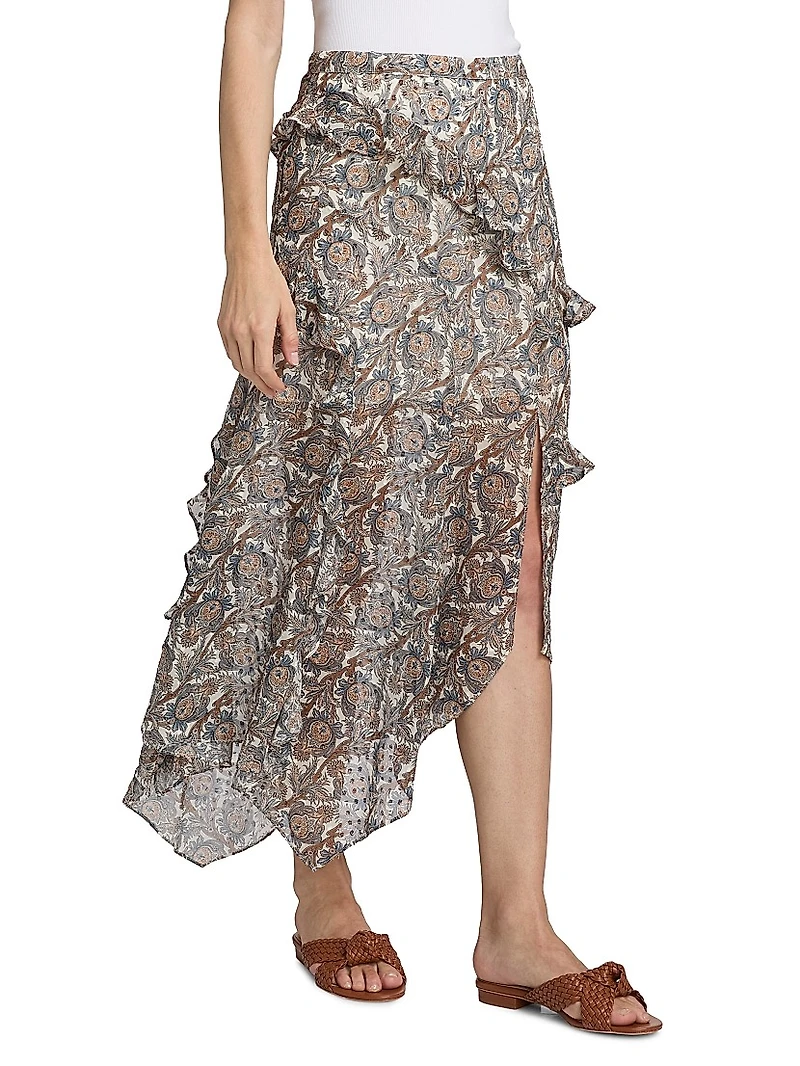 Eleonora Asymmetric Paisley Silk-Blend Skirt
