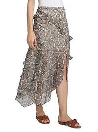Eleonora Asymmetric Paisley Silk-Blend Skirt