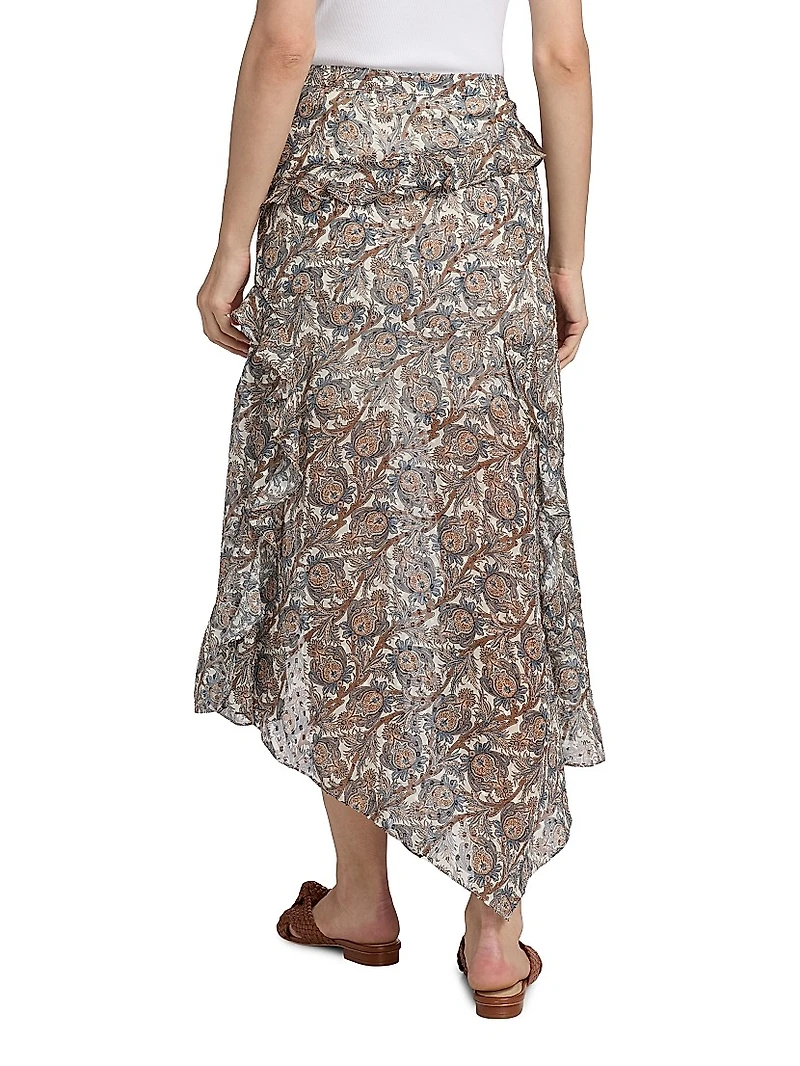 Eleonora Asymmetric Paisley Silk-Blend Skirt