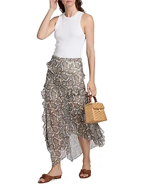 Eleonora Asymmetric Paisley Silk-Blend Skirt