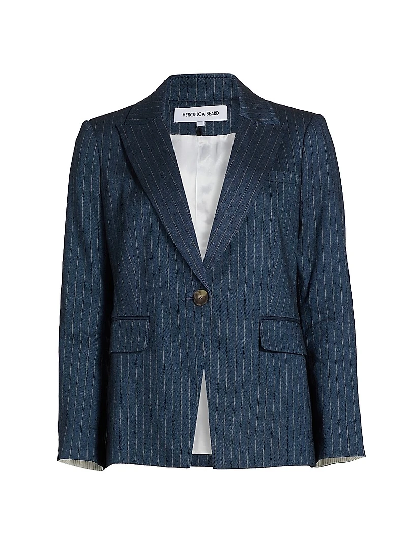 Dickey Pinstriped Linen-Blend Jacket