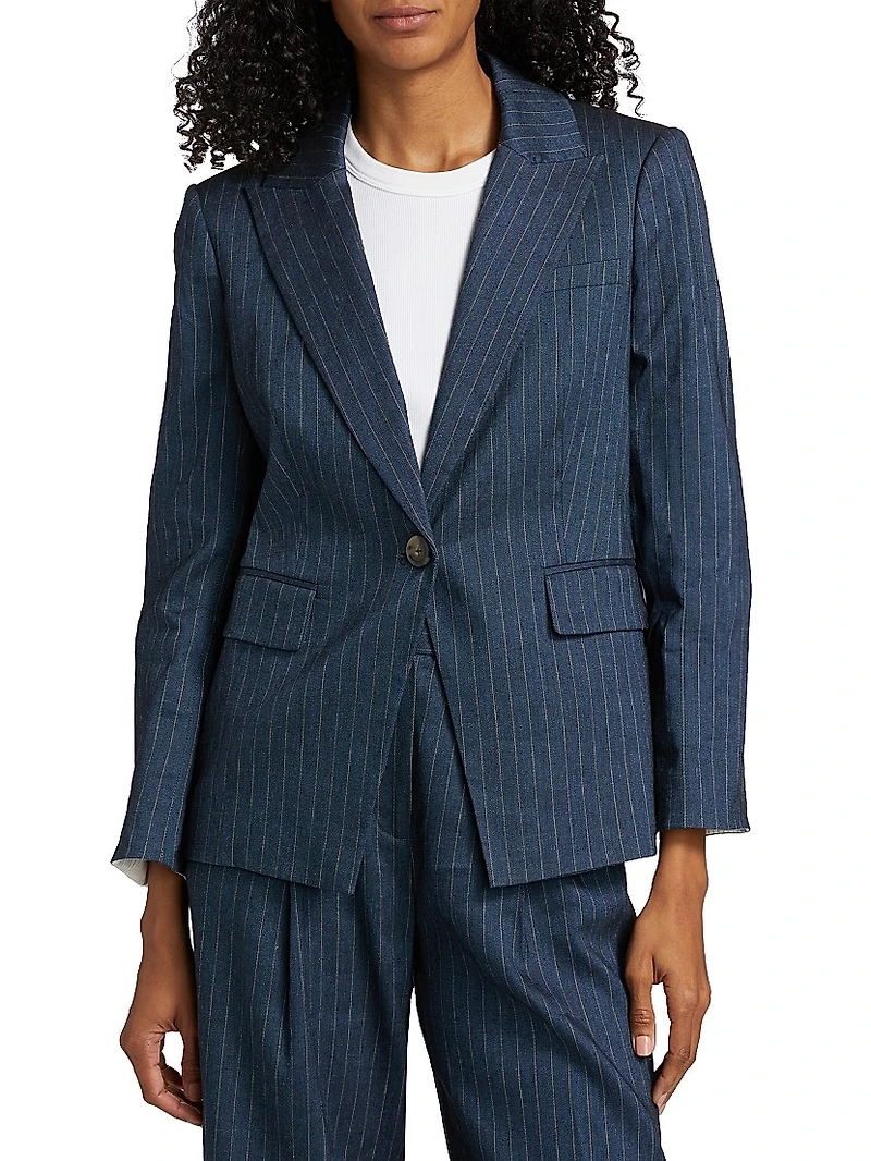 Dickey Pinstriped Linen-Blend Jacket