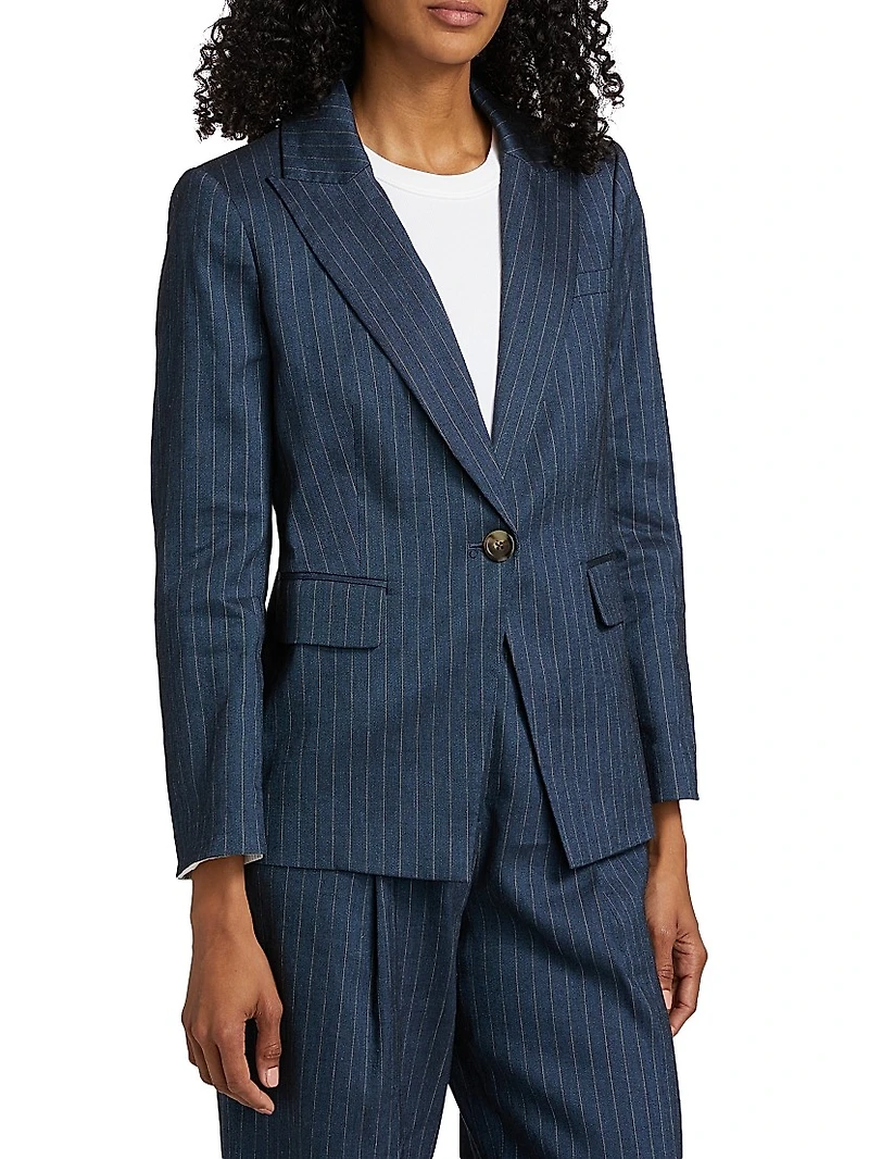Dickey Pinstriped Linen-Blend Jacket