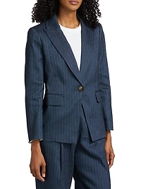 Dickey Pinstriped Linen-Blend Jacket