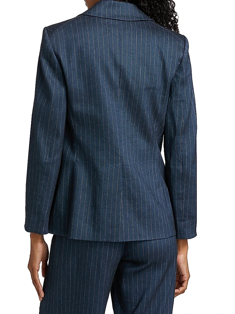 Dickey Pinstriped Linen-Blend Jacket