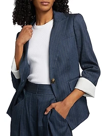 Dickey Pinstriped Linen-Blend Jacket