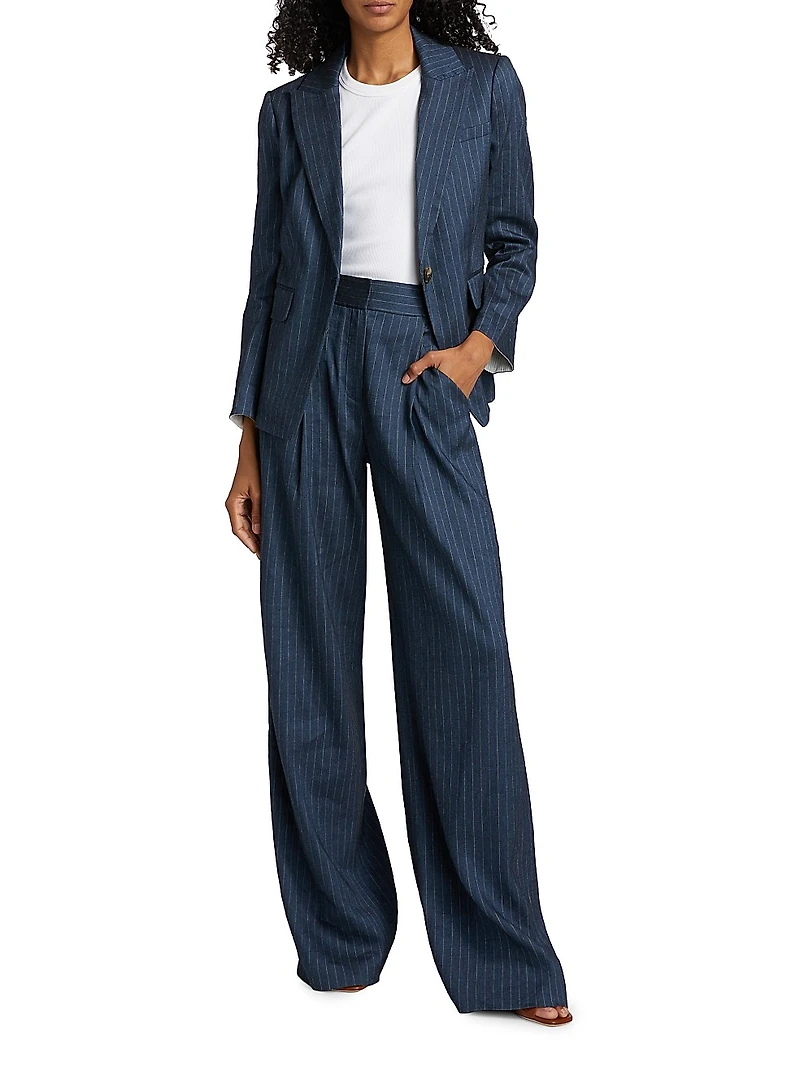 Dickey Pinstriped Linen-Blend Jacket