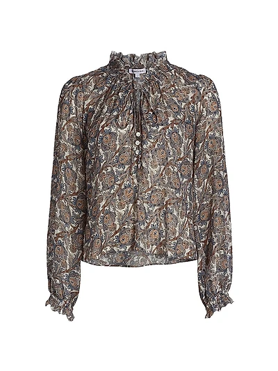 Hickory Silk-Blend Paisley Blouse