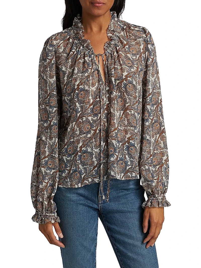 Hickory Silk-Blend Paisley Blouse