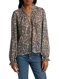Hickory Silk-Blend Paisley Blouse
