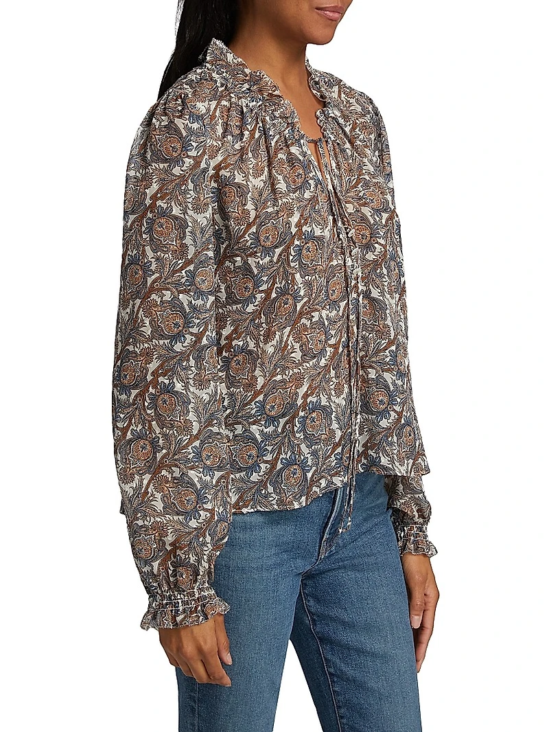 Hickory Silk-Blend Paisley Blouse