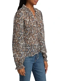 Hickory Silk-Blend Paisley Blouse