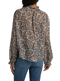 Hickory Silk-Blend Paisley Blouse