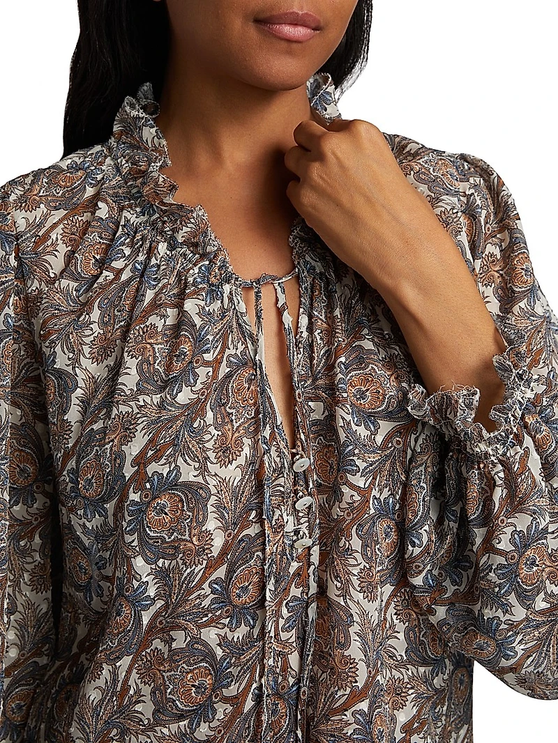 Hickory Silk-Blend Paisley Blouse