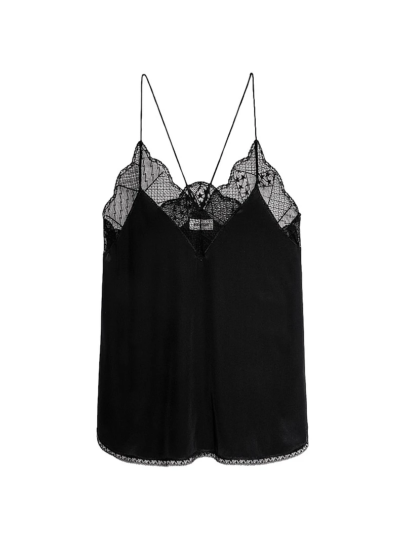 Christy Lace-Trimmed Silk Tank