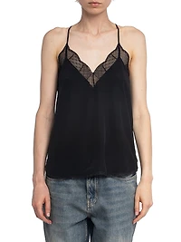 Christy Lace-Trimmed Silk Tank