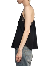 Christy Lace-Trimmed Silk Tank