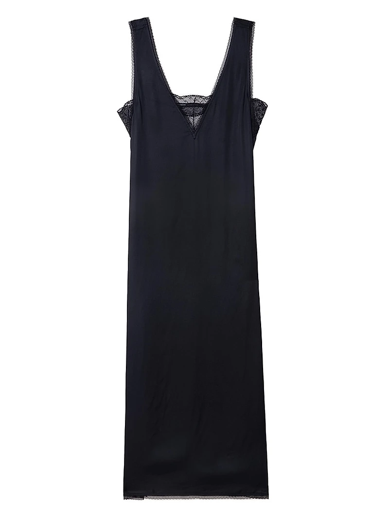 Renzo Satin V-Neck Slip Dress