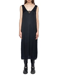 Renzo Satin V-Neck Slip Dress