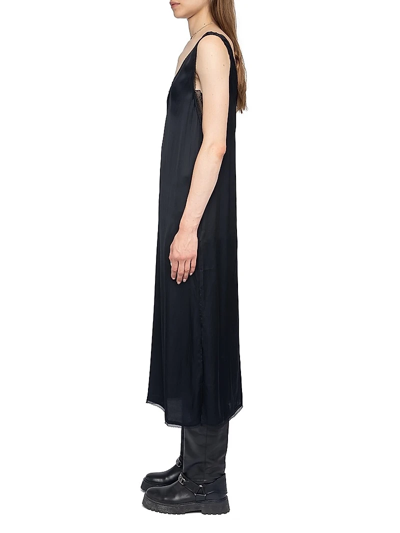 Renzo Satin V-Neck Slip Dress