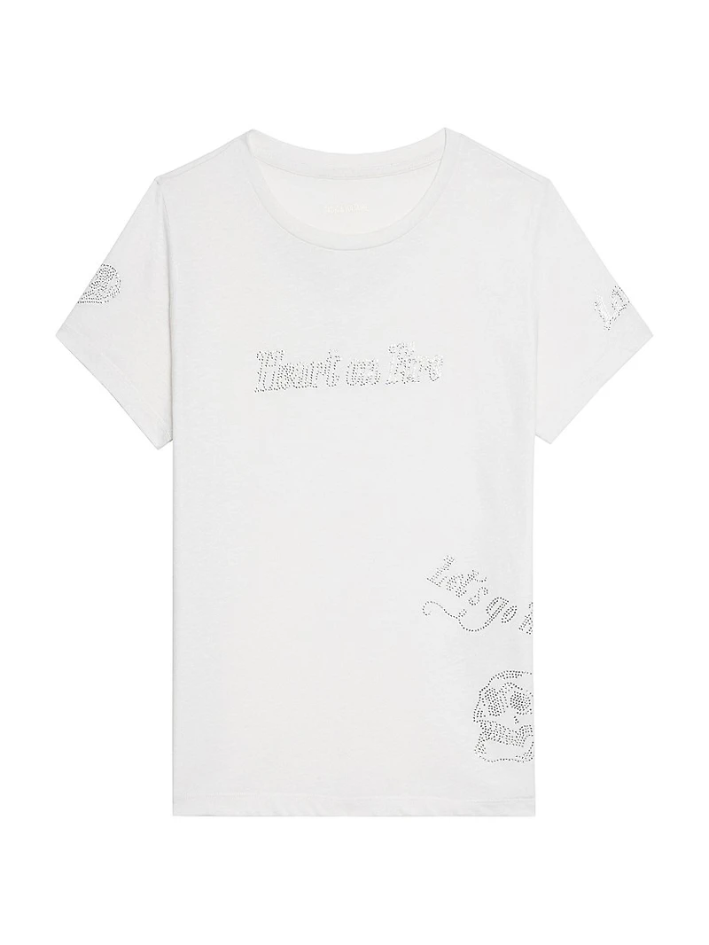 Alys Rhinestone Graphic Crewneck T-Shirt