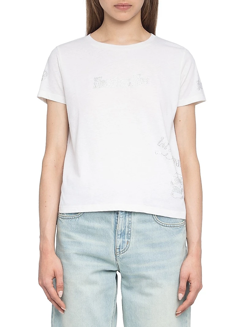 Alys Rhinestone Graphic Crewneck T-Shirt