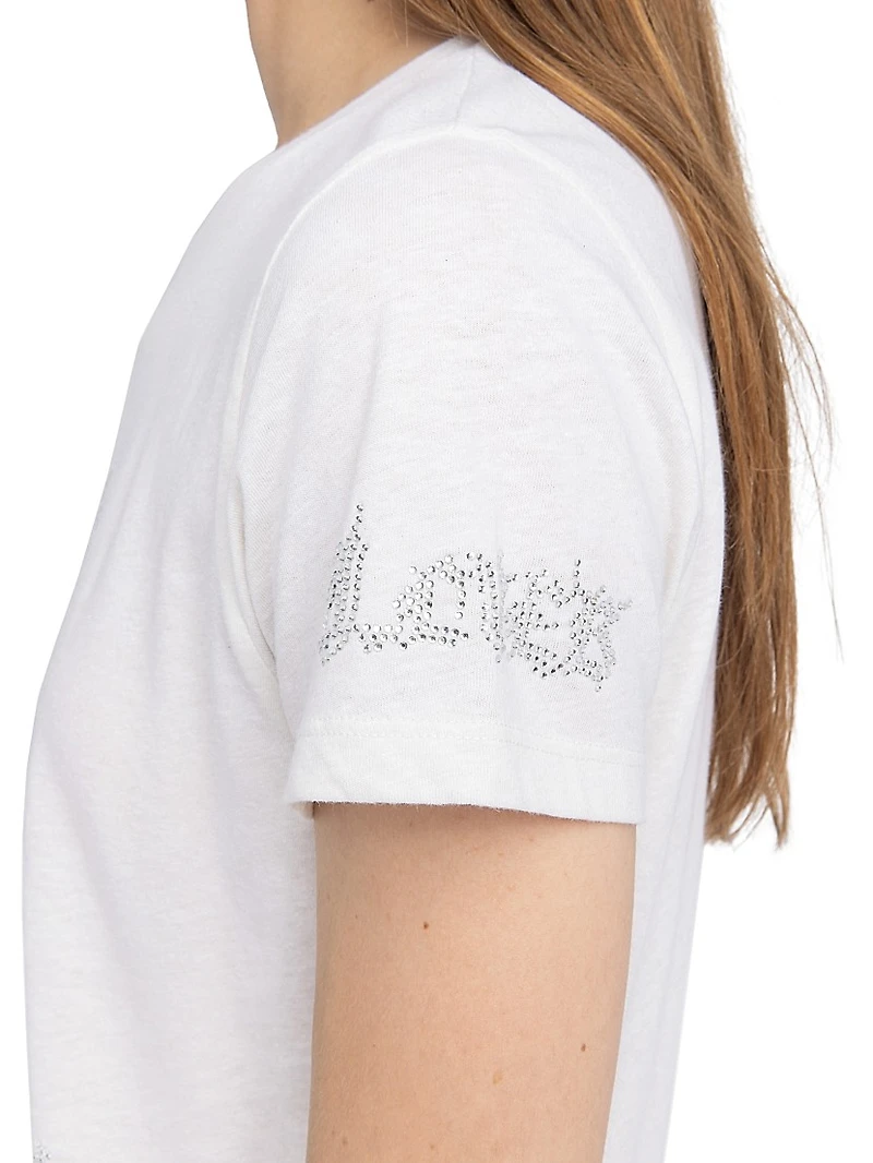 Alys Rhinestone Graphic Crewneck T-Shirt