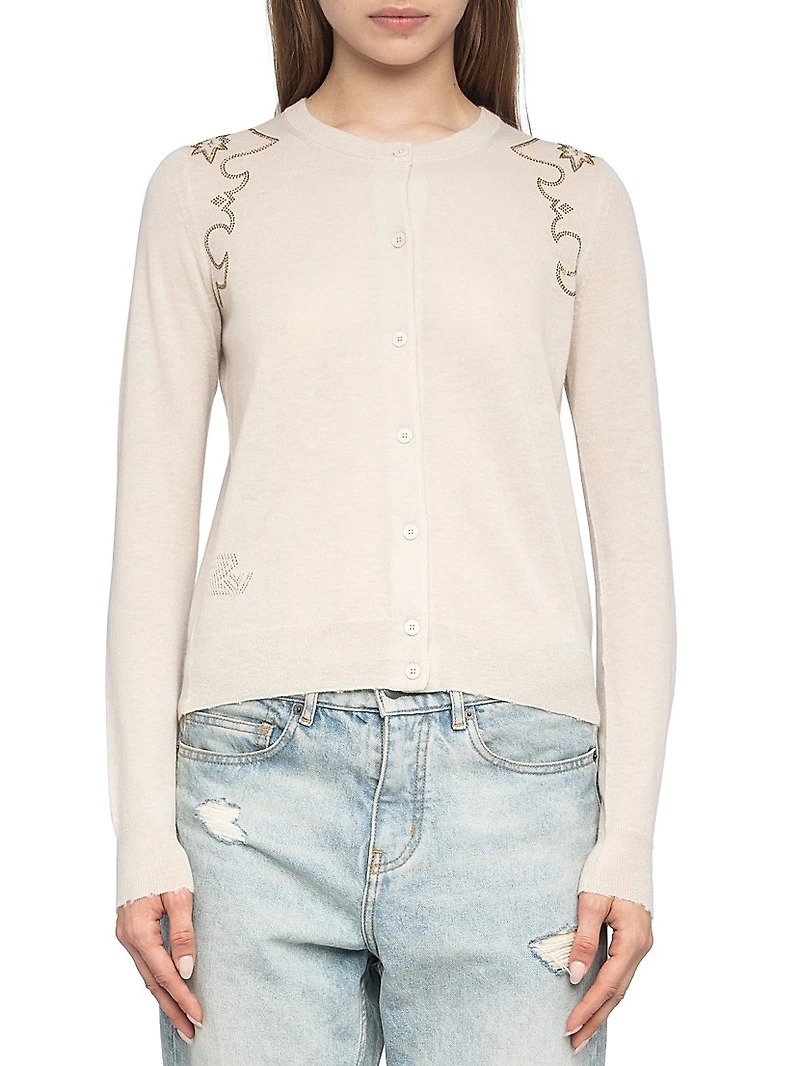 Missya Rhinestone Cashmere Cardigan