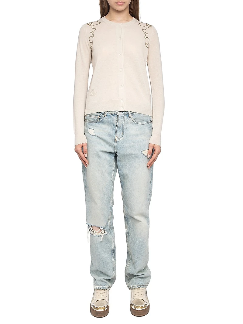 Missya Rhinestone Cashmere Cardigan