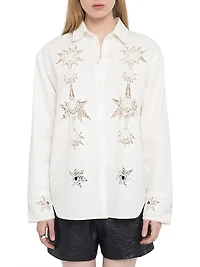 Morning Linen-Cotton Broderie Anglaise Shirt
