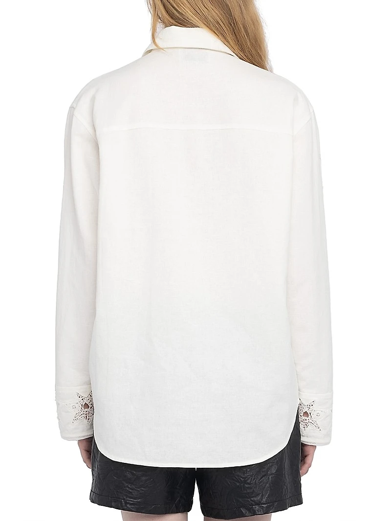 Morning Linen-Cotton Broderie Anglaise Shirt