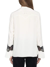 Tuan Contrast Lace Silk Blouse