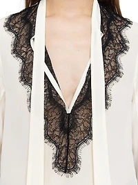 Tuan Contrast Lace Silk Blouse
