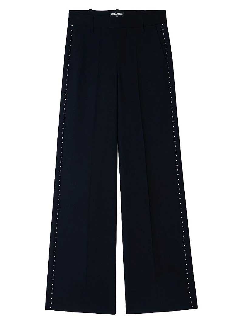 Panol Tailleur Strass Woven Wide-Leg Pants