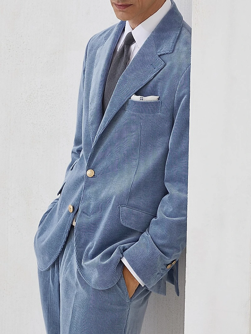 Comfort Cotton and Cashmere Corduroy Deconstructed Cavallo Blazer