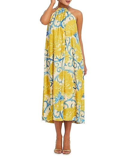Bijou Chain Halter Midi-Dress