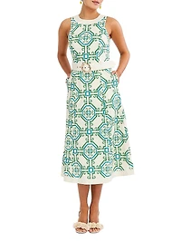 Louisa Tile-Print Midi-Dress
