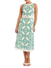 Louisa Tile-Print Midi-Dress