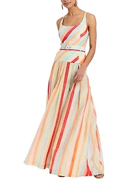 Tropicana Striped Belted Maxi Dress