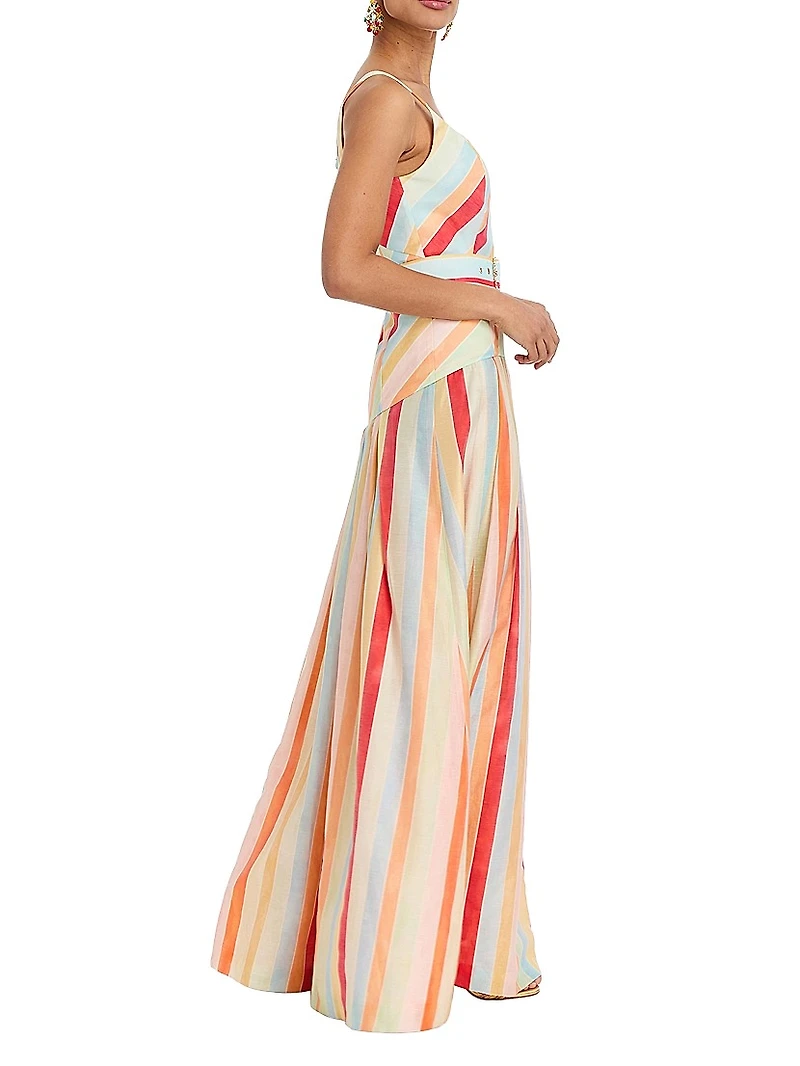 Tropicana Striped Belted Maxi Dress