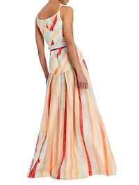 Tropicana Striped Belted Maxi Dress