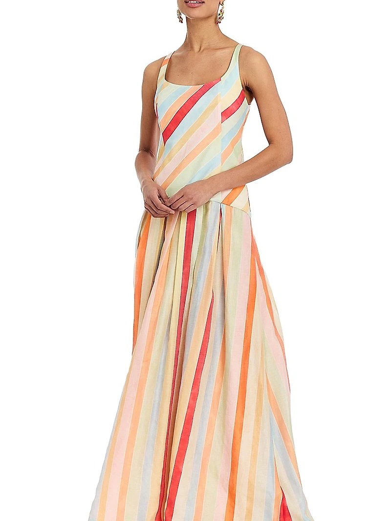 Tropicana Striped Belted Maxi Dress